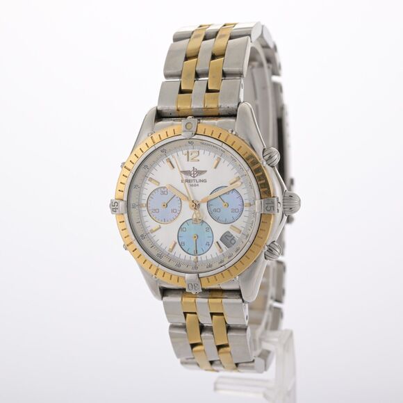 Breitling Chrono Cockpit D30012 Mother of Pearl Dial 37mm 18k Gold Watch - Picture 1 of 11